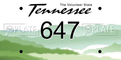 647 Tennessee License Plate