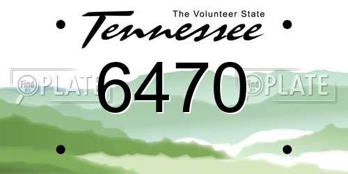 6470 Tennessee License Plate