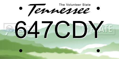 647CDY Tennessee License Plate