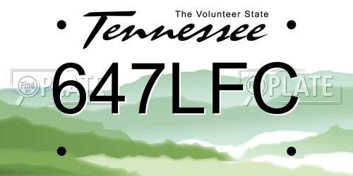 647LFC Tennessee License Plate
