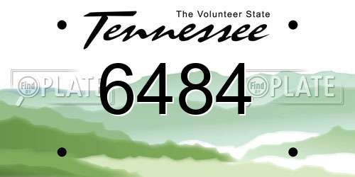 6484 Tennessee License Plate