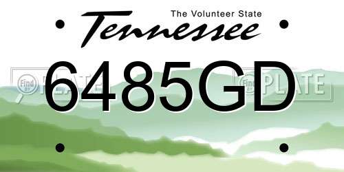 6485GD Tennessee License Plate