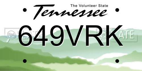 649VRK Tennessee License Plate
