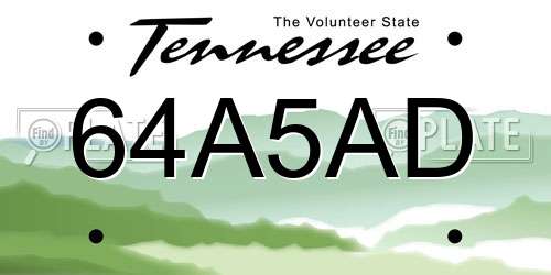 64A5AD Tennessee License Plate