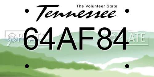 64AF84 Tennessee License Plate