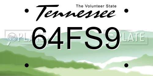 64FS9 Tennessee License Plate