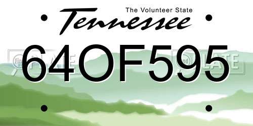 64OF595 Tennessee License Plate