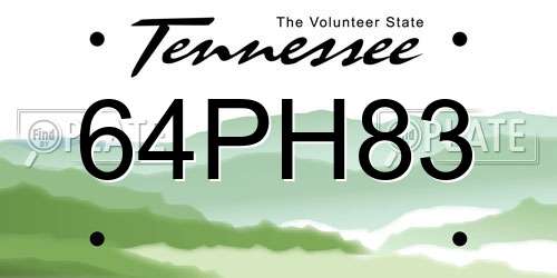 64PH83 Tennessee License Plate