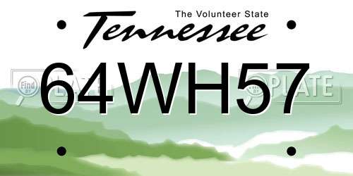 64WH57 Tennessee License Plate