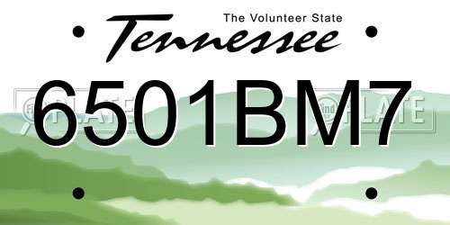 6501BM7 Tennessee License Plate