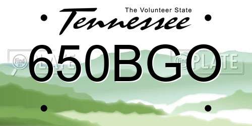 650BGO Tennessee License Plate