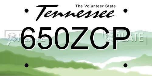 650ZCP Tennessee License Plate