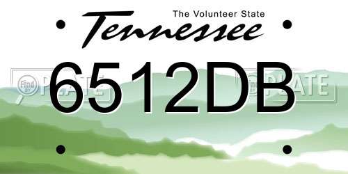 6512DB Tennessee License Plate