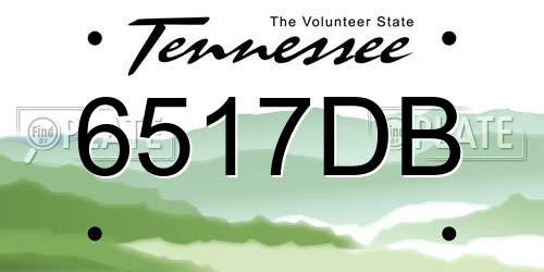 6517DB Tennessee License Plate