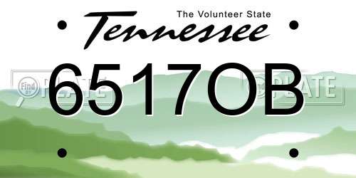 6517OB Tennessee License Plate