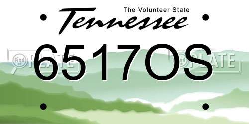 6517OS Tennessee License Plate