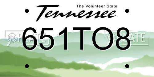651TO8 Tennessee License Plate