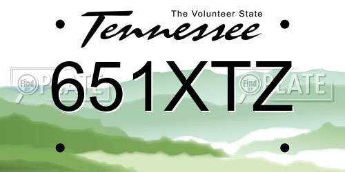 651XTZ Tennessee License Plate