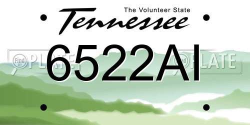 6522AI Tennessee License Plate