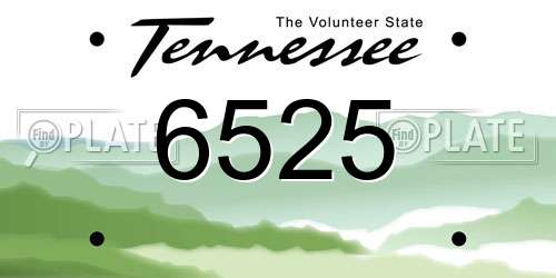 6525 Tennessee License Plate