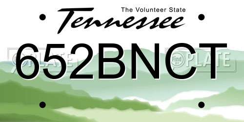 652BNCT Tennessee License Plate