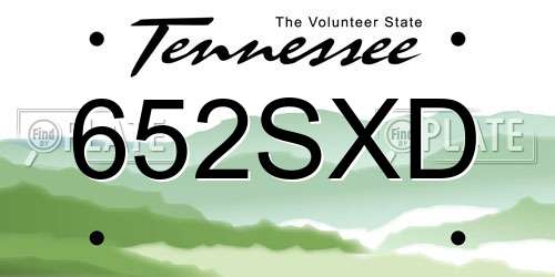652SXD Tennessee License Plate