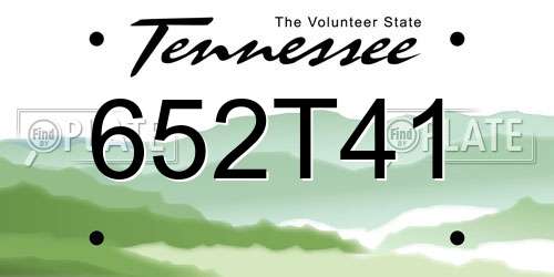 652T41 Tennessee License Plate