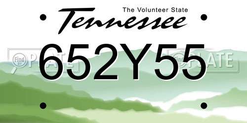 652Y55 Tennessee License Plate