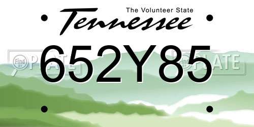 652Y85 Tennessee License Plate
