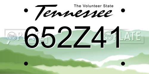 652Z41 Tennessee License Plate