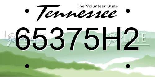 65375H2 Tennessee License Plate