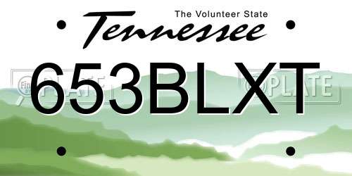 653BLXT Tennessee License Plate
