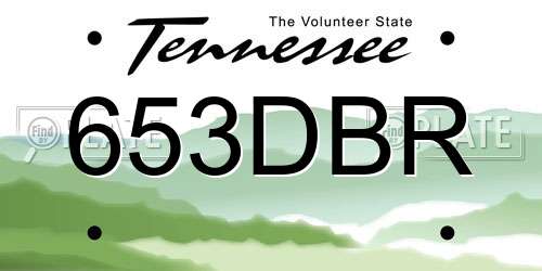 653DBR Tennessee License Plate