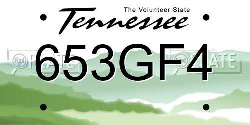 653GF4 Tennessee License Plate