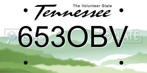 653OBV Tennessee License Plate