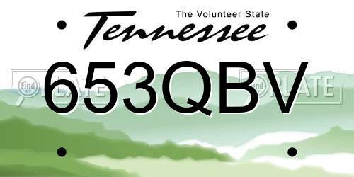 653QBV Tennessee License Plate