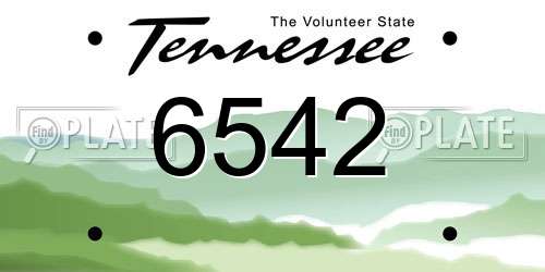 6542 Tennessee License Plate
