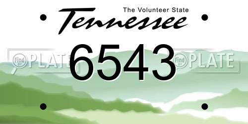 6543 Tennessee License Plate