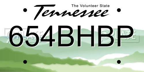 654BHBP Tennessee License Plate