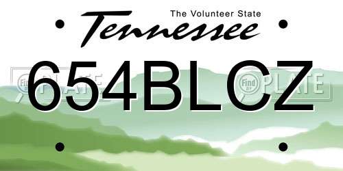 654BLCZ Tennessee License Plate