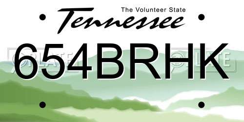 654BRHK Tennessee License Plate