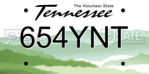 654YNT Tennessee License Plate