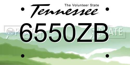 6550ZB Tennessee License Plate