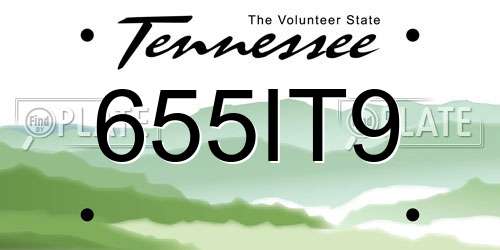 655IT9 Tennessee License Plate