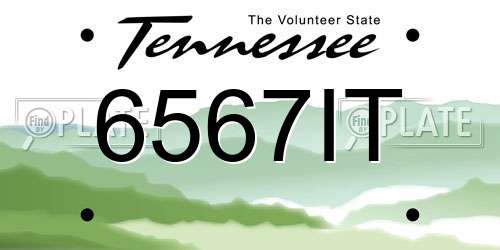 6567IT Tennessee License Plate
