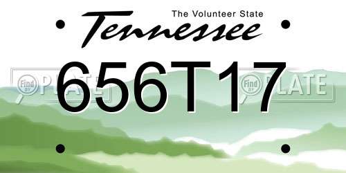 656T17 Tennessee License Plate