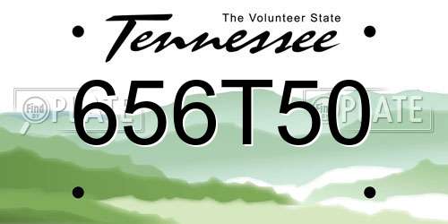656T50 Tennessee License Plate