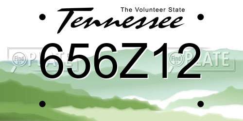 656Z12 Tennessee License Plate