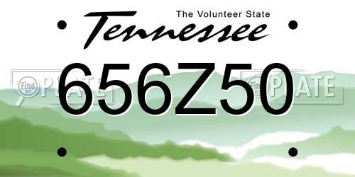 656Z50 Tennessee License Plate
