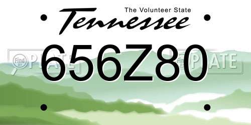 656Z80 Tennessee License Plate
